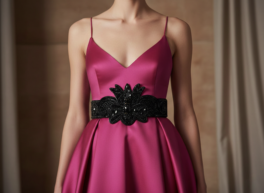 Black Dahlia Crystal Belt - Luxe Beaded Statement Piece