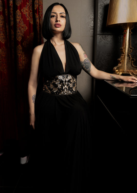 Exquisite Handmade Sequin and Bead Velvet Belt