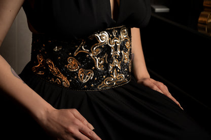 Exquisite Handmade Sequin and Bead Velvet Belt