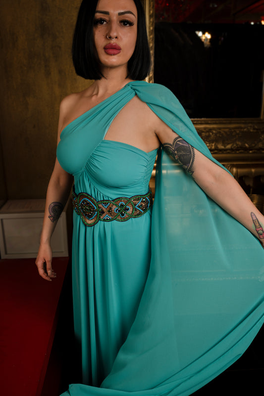 Peacock Empress Belt - Jeweled Turquoise & Emerald Statement Piece