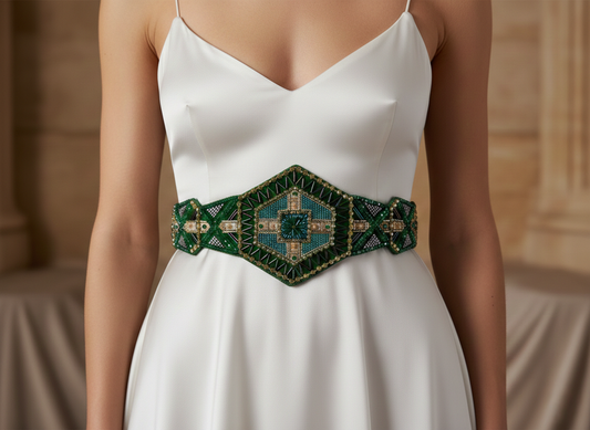 Emerald Geometry Belt - Art Deco Jeweled Masterpiece
