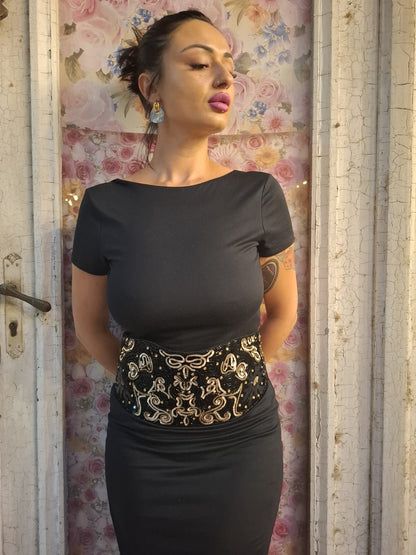 Exquisite Handmade Sequin and Bead Velvet Belt