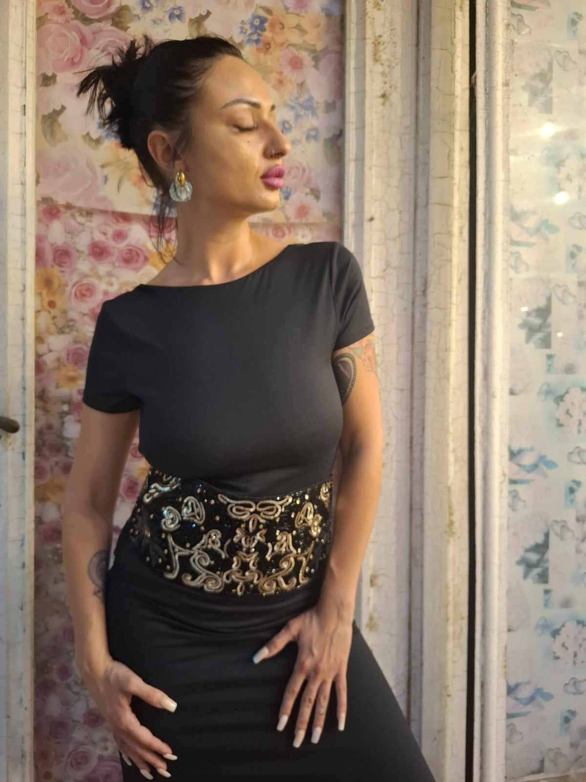Exquisite Handmade Sequin and Bead Velvet Belt