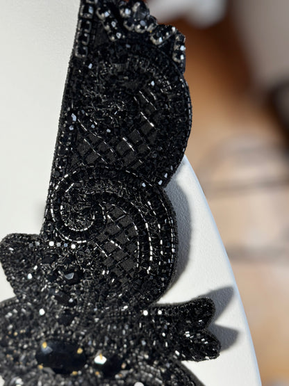 Black Dahlia Crystal Belt - Luxe Beaded Statement Piece