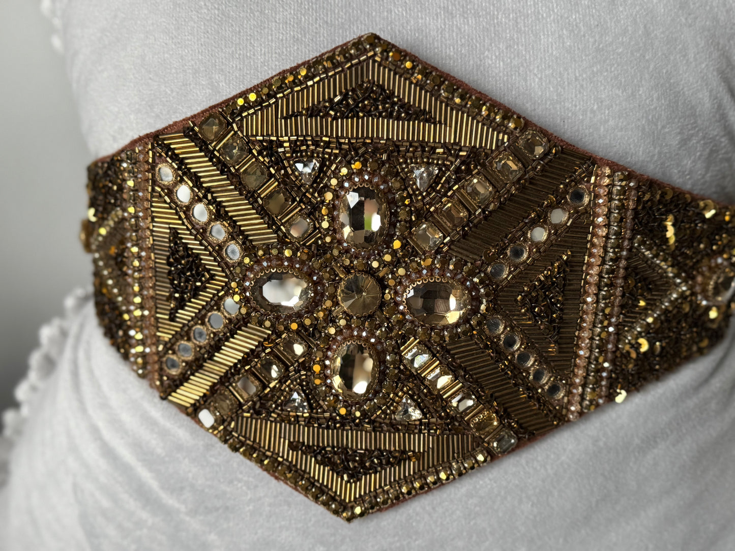 Art Deco Moonstone Belt - Vintage-Inspired Crystal Masterpiece