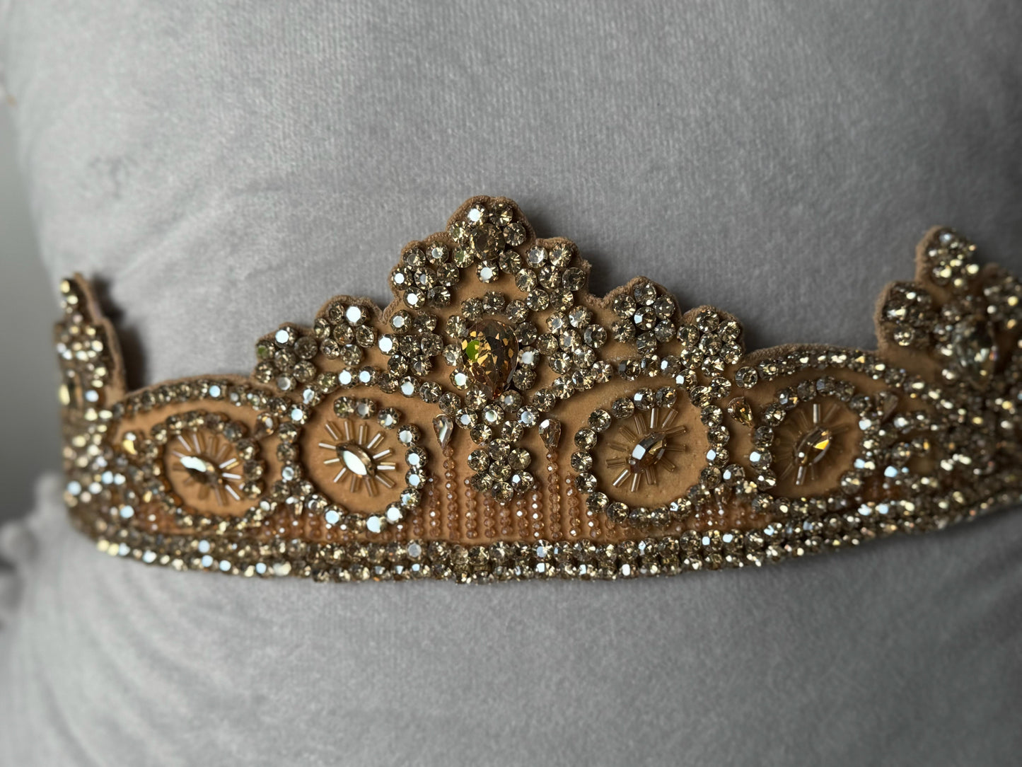 Champagne Lace Crystal Belt - Bridal Elegance Statement Piece