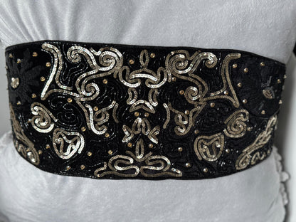 Exquisite Handmade Sequin and Bead Velvet Belt