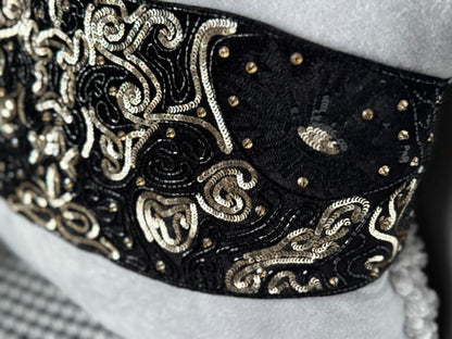 Exquisite Handmade Sequin and Bead Velvet Belt