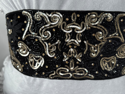 Exquisite Handmade Sequin and Bead Velvet Belt