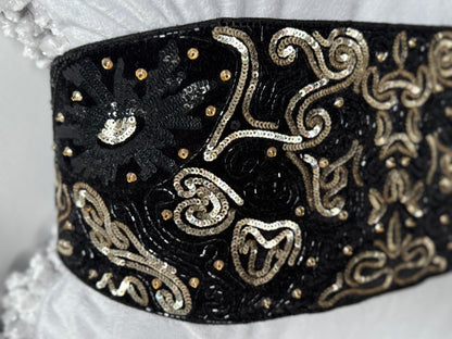 Exquisite Handmade Sequin and Bead Velvet Belt