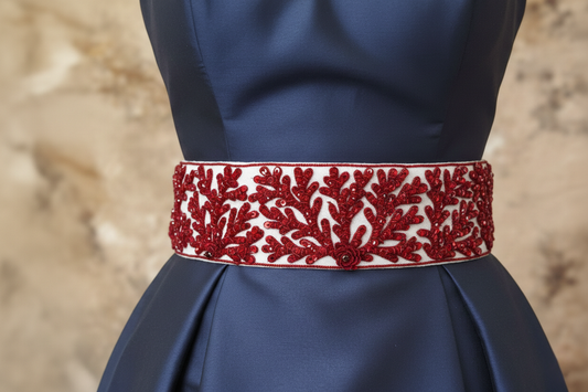Ruby Romance Belt - Garland of Passion Beaded Sash