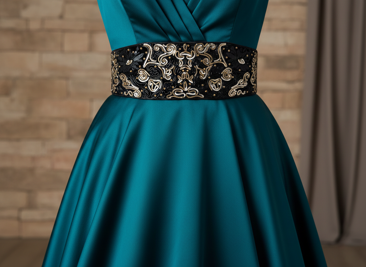 Exquisite Handmade Sequin and Bead Velvet Belt
