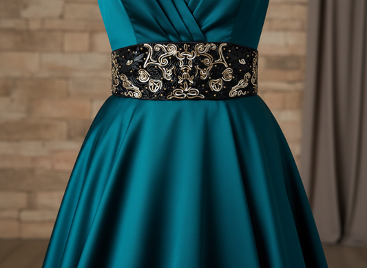 Exquisite Handmade Sequin and Bead Velvet Belt